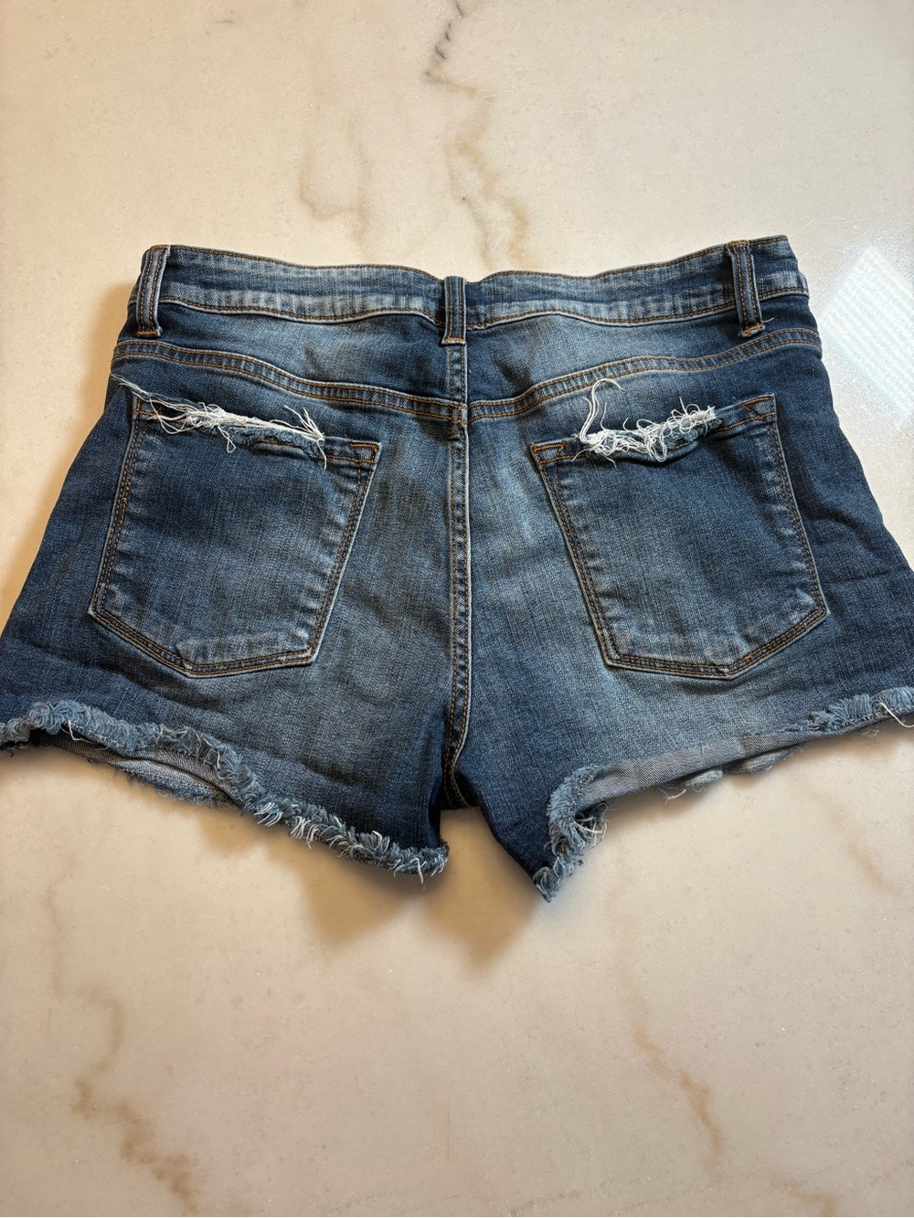 KanCan Dark Blue Distressed Denim Cutoff Shorts - Picture 4 of 5